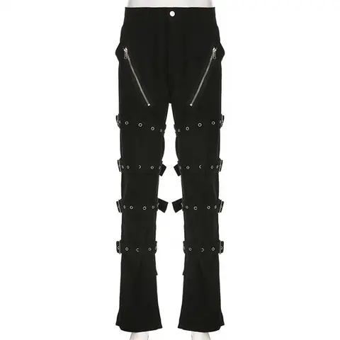 Eyelet Buckle Punk Goth Pants