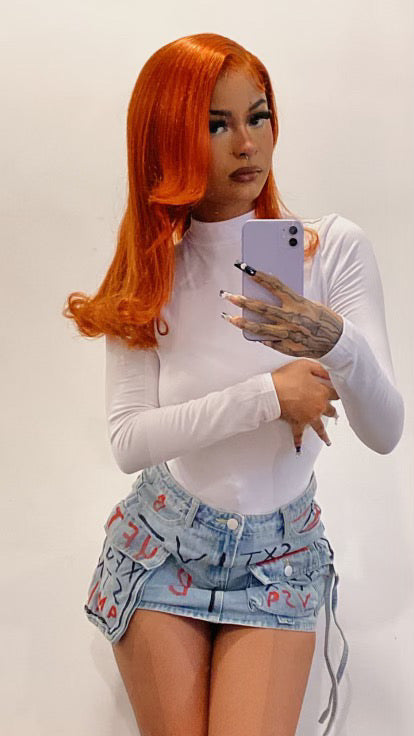 Graffiti Denim Cargo Skirt