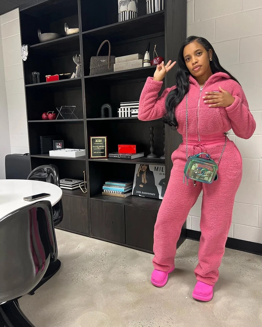 Thick Cozy Lamb Wool Sweat Set