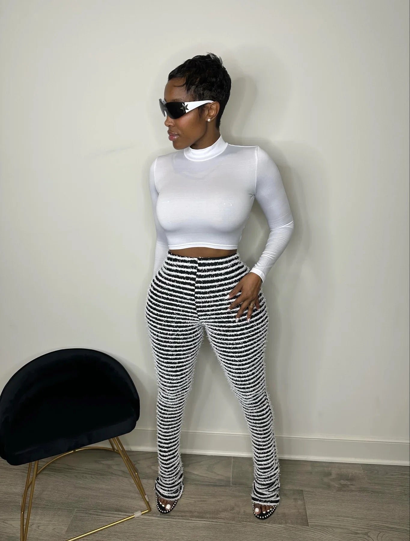 Sentel Stripe High Waist Fluffy Pants