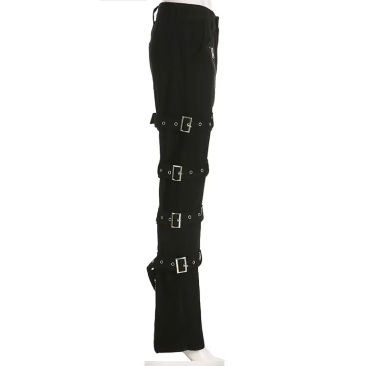Eyelet Buckle Punk Goth Pants