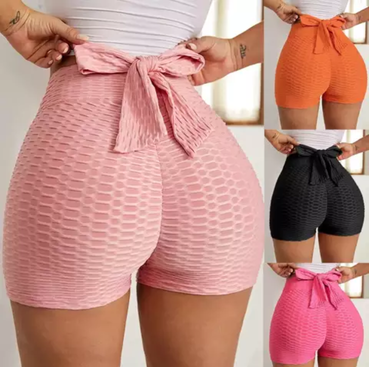 High-Waisted, Bow Tie Butt Lifting Stretchy Booty Shorts