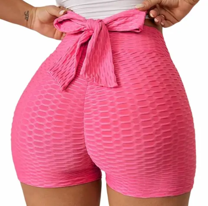 High-Waisted, Bow Tie Butt Lifting Stretchy Booty Shorts