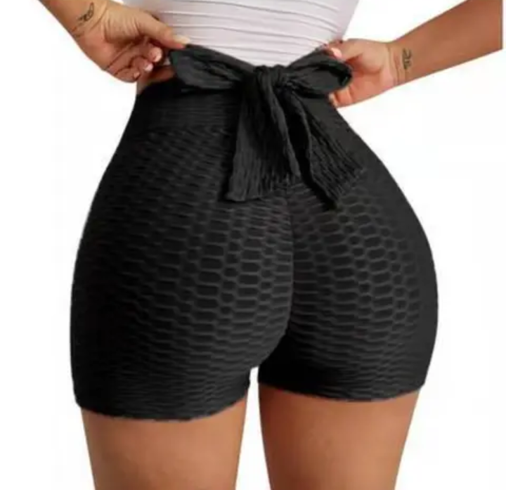 High-Waisted, Bow Tie Butt Lifting Stretchy Booty Shorts