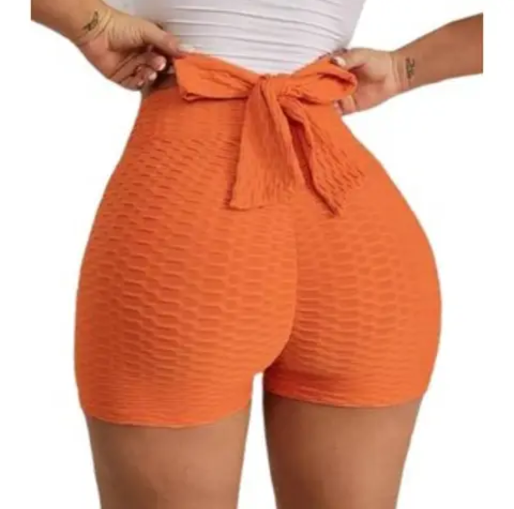 High-Waisted, Bow Tie Butt Lifting Stretchy Booty Shorts
