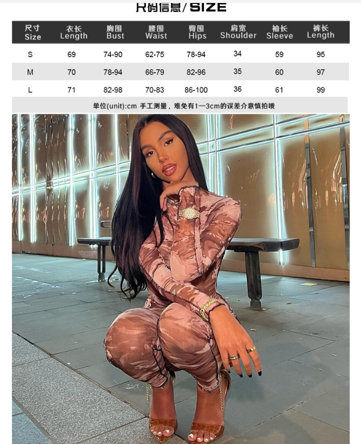 Retro Print Long Sleeve Jumpsuit