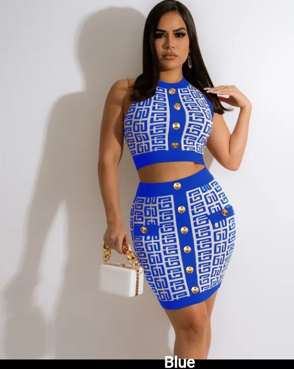 Mya's 2 Piece Crop Top & Knitted Skirt Set