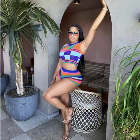 Multi-Color Two Piece Short Set