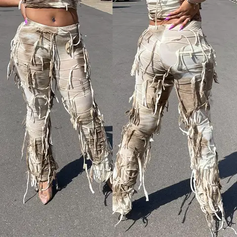 Baddies Tie Dye Tassel Pants