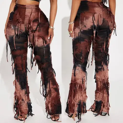 Baddies Tie Dye Tassel Pants