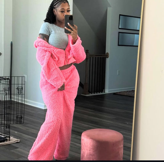 Thick Cozy Lamb Wool Sweat Set
