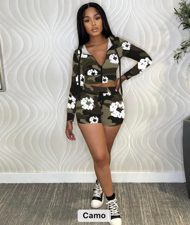 Denim Tier Designer Short Set