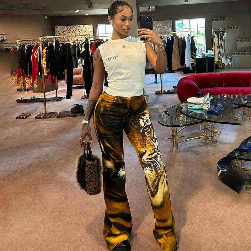 Tiga Printed Flare Bottom Pants