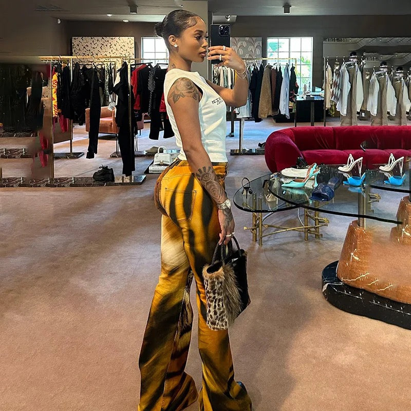 Tiga Printed Flare Bottom Pants