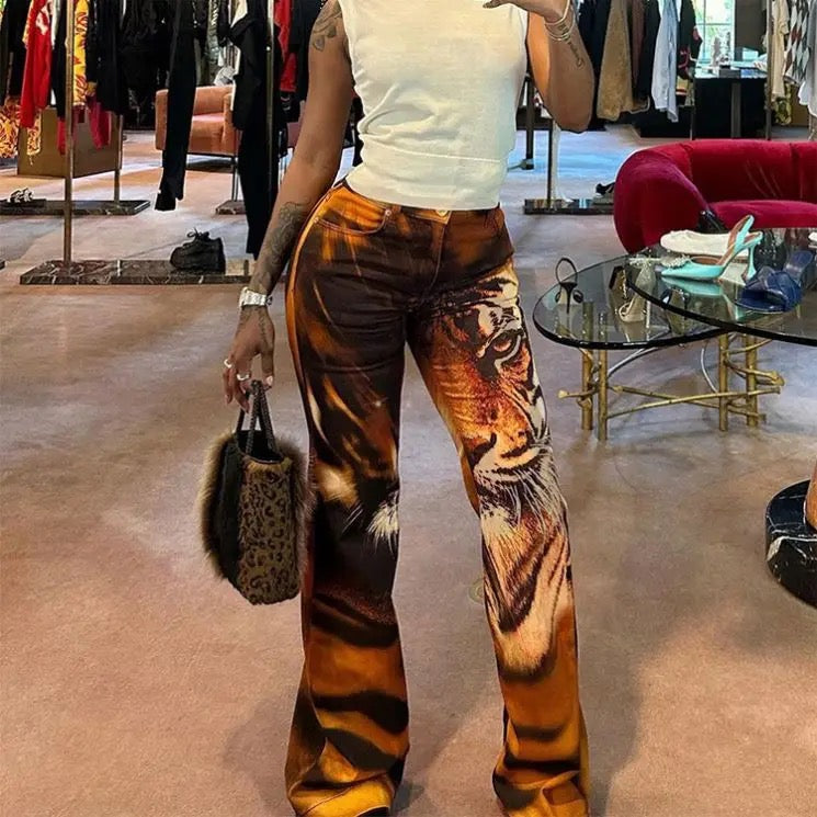Tiga Printed Flare Bottom Pants