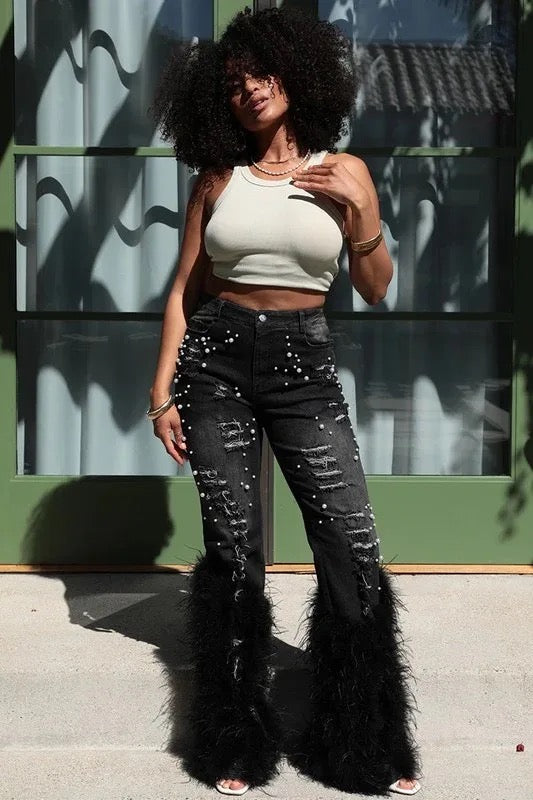 Sassy Girl Fur Bottom Flares