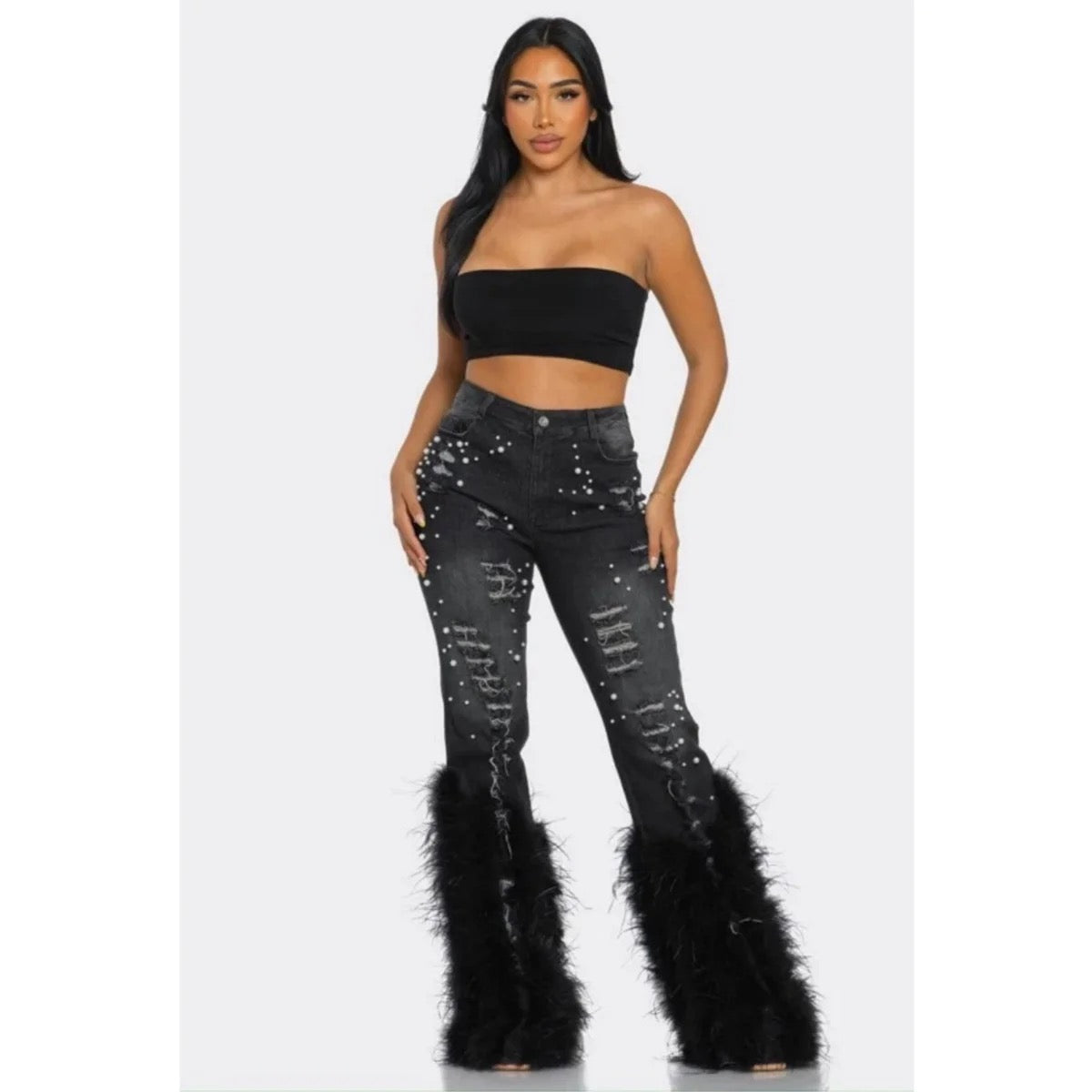 Sassy Girl Fur Bottom Flares