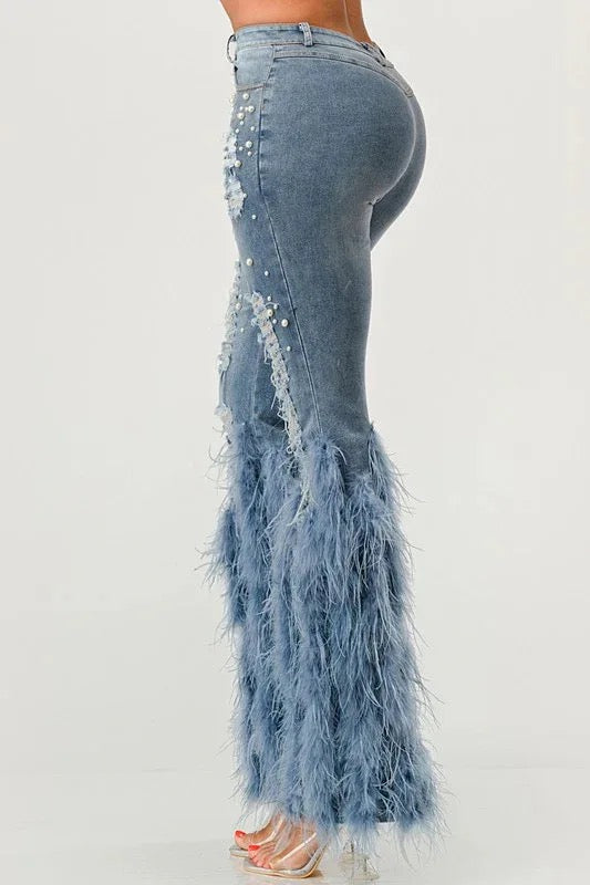 Sassy Girl Fur Bottom Flares