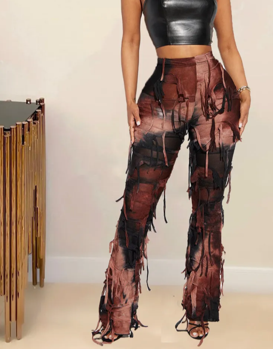 Baddies Tie Dye Tassel Pants