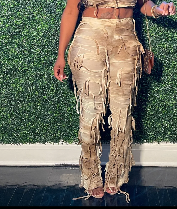 Baddies Tie Dye Tassel Pants