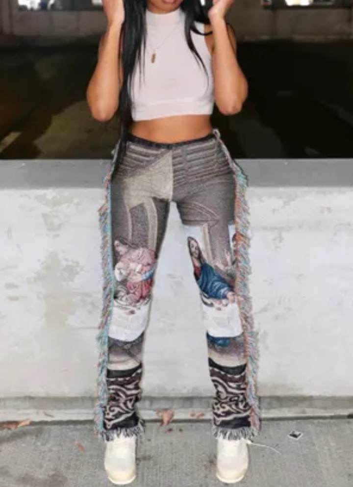 Crystal's  Patchwork Supreme Tassel Pants