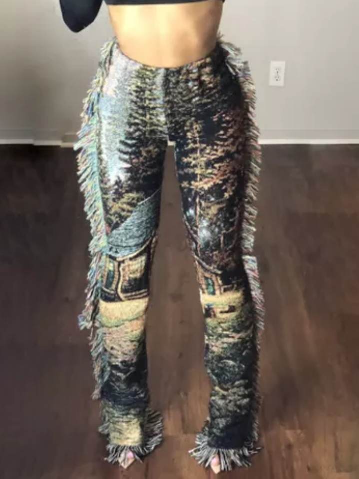 Crystal's  Patchwork Supreme Tassel Pants