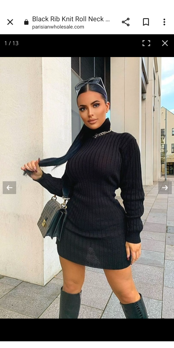 Rib Knit Roll Neck Jumper Dress