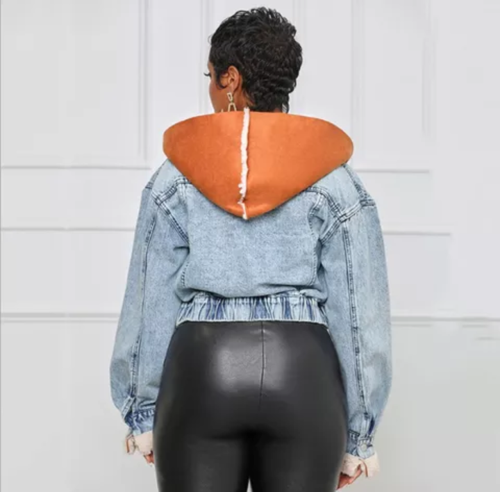 Wool Denim Jacket with Hood