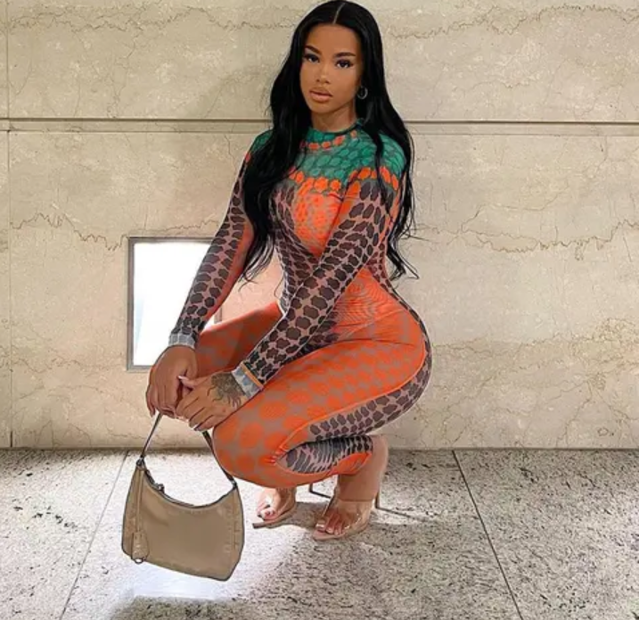 Serpentine Spotted Print Butt Lift Jumpsuit