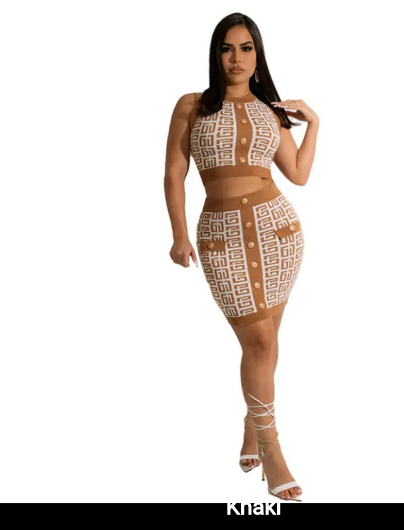 Mya's 2 Piece Crop Top & Knitted Skirt Set