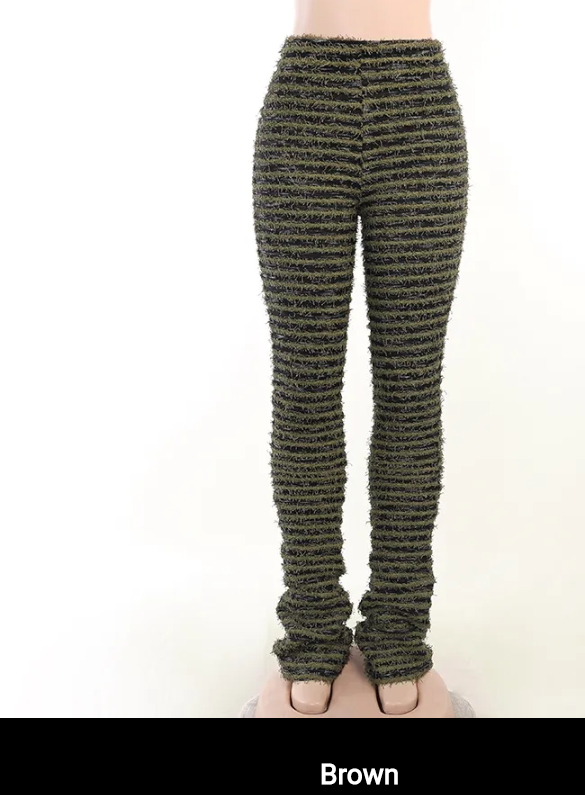 Sentel Stripe High Waist Fluffy Pants
